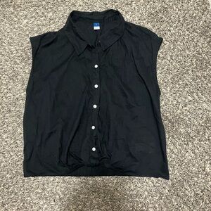 Old Navy Black Sleeveless Button Down Shirt
